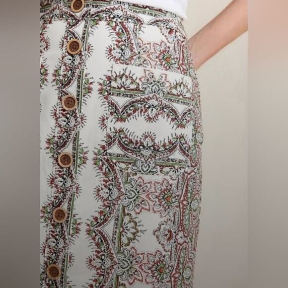 Maeve Anthropologie Button Preppy Academia Coastal Classic Skirt 0  - Picture 6 of 13